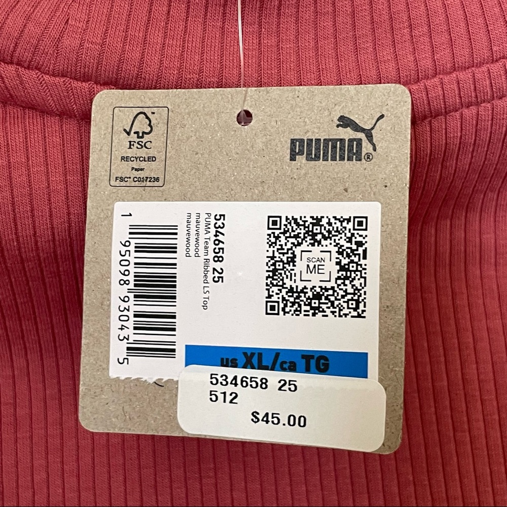 NWT Puma Team Ribbed Crop LS Top - Picture 8 of 10
